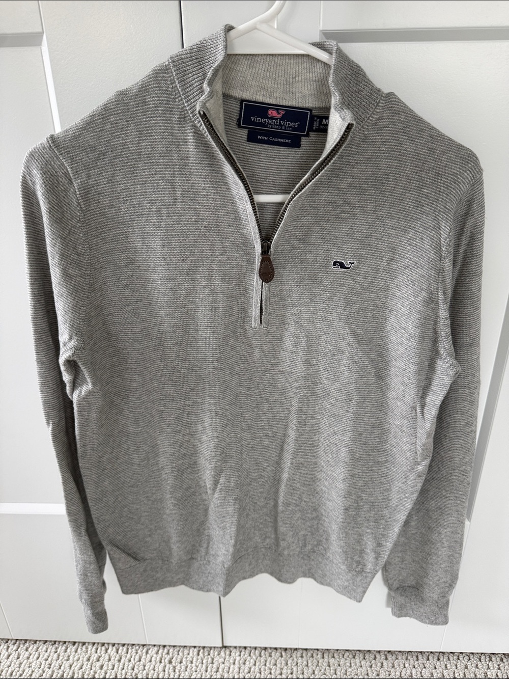 Vineyard Vines Men's Light Gray Quarter-Zip Sweater